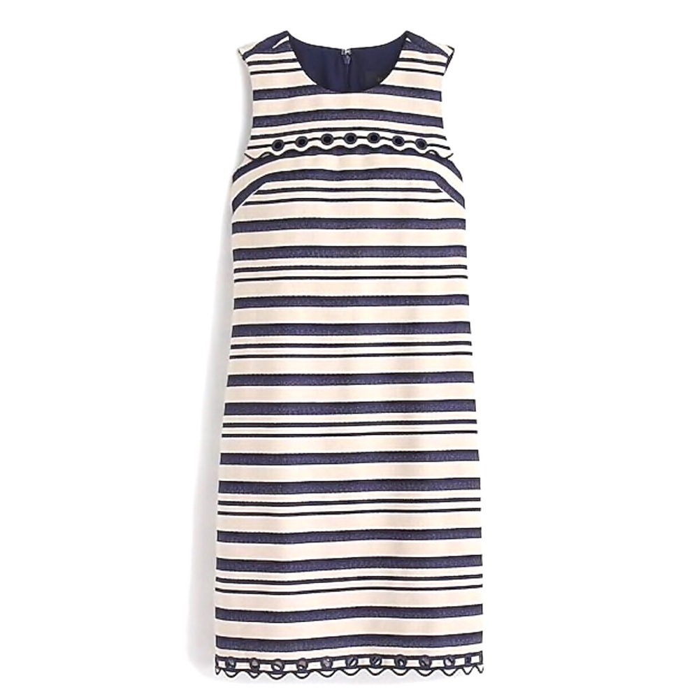 NWOT J. Crew striped scalloped grommet dress 8
